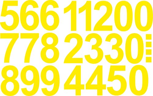 Zahlen Aufkleber 15cm Hoch - in Gelb - 26 KLEBEZAHLEN - Selbstklebende Ziffern und Nummern 0-9 - Ideal für den Außenbereich da Wasser und Wetterfest von Gradert-Elektronik