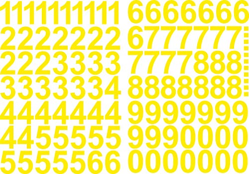 Zahlen Aufkleber 4cm Hoch - 111 KLEBEZAHLEN - Selbstklebende Ziffern und Nummern 0-9 - Ideal für den Außenbereich da Wasser und Wetterfest (Gelb) von Gradert-Elektronik