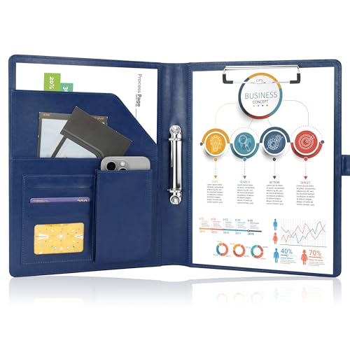 Schreibmappe 2 Ringbuch A4 Konferenzmappe Magnetischer Verschluss Wasserdicht Organizer Mappe Dokumentenmappe Blau Schreibmappe 2 Ringbuch A4 Konferenzmappe Magnetischer Verschluss Wasserdicht Organizer Mappe Dokumentenmappe Blau von GraduatePro
