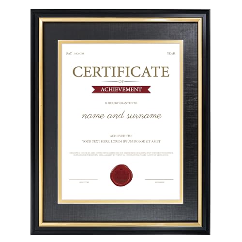 GraduationMall A4/28x35 Schwarz Holz Bilderrahmen Urkunden Rahmen mit Passepartout Diplom Zertifikat Frame Fotorahmen Echtes Glas Wand- & Tischrahmen GraduationMall A4/28x35 Schwarz Holz Bilderrahmen Urkunden Rahmen mit Passepartout Diplom Zertifikat Frame Fotorahmen Echtes Glas Wand- & Tischrahmen von GraduationMall