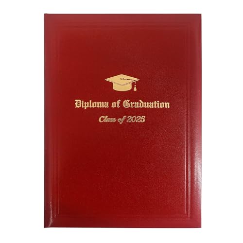 GraduationMall A4 Zertifikat Halter Bachelormappe Diplom Zeugnis mit Goldfolie Class of 2025 Schutzhülle für Abschluss Kastanienbraun von GraduationMall
