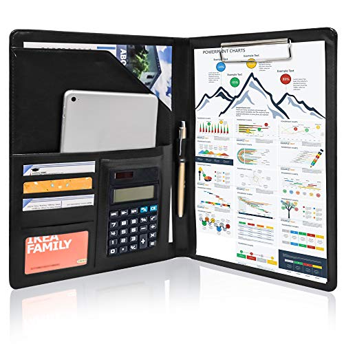 GraduationMall Schreibmappe A4 mit Klemmbrett, Aktenmappe Leder, Business Dokumentenmappe Konferenzmappe Portfolio Organizer Schwarz GraduationMall Schreibmappe A4 mit Klemmbrett, Aktenmappe Leder, Business Dokumentenmappe Konferenzmappe Portfolio Organizer Schwarz von GraduationMall