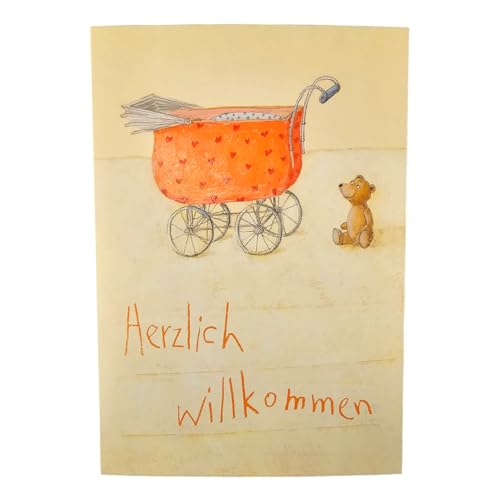 Klappkarten zur Geburt, mit Umschlag, Karte im 3er Set. Herzlich Willkommen, Baby, Geschenk zur Geburt von Grätz Verlag GmbH