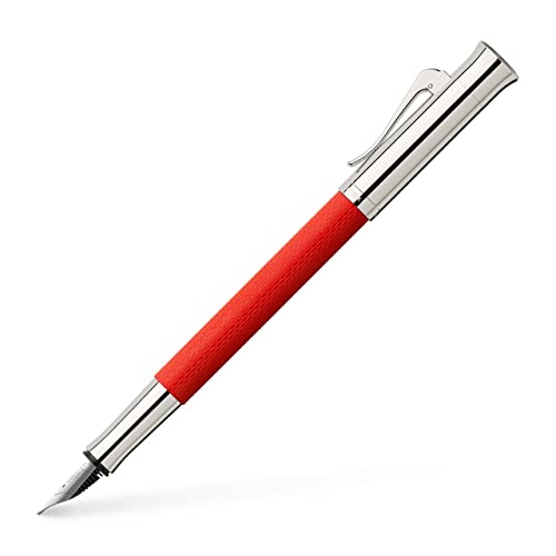 Graf von Faber-Castell Füllfederhalter Guilloche India Red mit Schaft aus Edelharz, Farbe: Rot, 18-Karat Goldfeder mit Iridiumspitze, Federbreite: M, Abmessung: Länge 131 mm x Ø 12 mm, 145290 von Graf von Faber-Castell