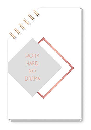 Grafik-Werkstatt 63522 45° Spirale | 50 Blatt liniert | Kupferschnitt| Work Hard no Drama | 9,5 x 14,5 cm Notizblock, Weiß von Grafik-Werkstatt