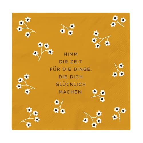 Grafik Werkstatt Servietten mit Spruch | 20 Stück | 12,5 x 12,5 cm | gelb | Nimm dir Zeit von Grafik-Werkstatt