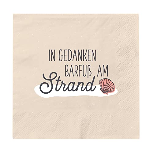 Grafik Werkstatt Servietten mit Spruch groß | 20 Stück | 16,5 x 16,5 cm | maritim | Barfuß am Strand von Grafik-Werkstatt