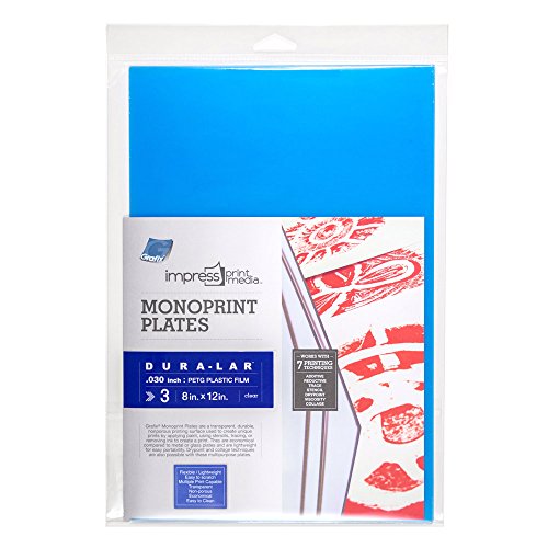 Grafix Impress Print Media Monoprintplatte, 20,3 x 30,5 cm, transparent, leicht, Nicht porös, 0,76 cm, Dura-Lar Monoprint-Oberfläche, günstige Alternative zu Metall- oder Glasplatten, 3 Stück von Grafix