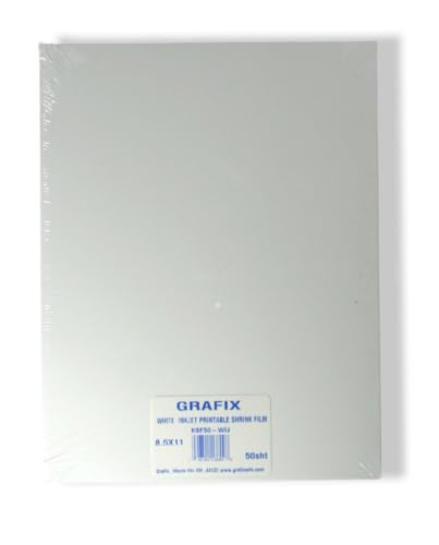 Grafix Inkjet-Schrumpffolie, 21,6 x 27,9 cm, Stück, Weißer Tintenstrahldrucker (50 Packungen), 50-Pack von Grafix