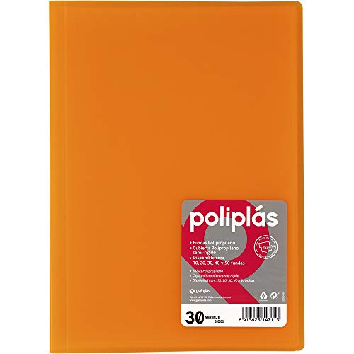 Grafoplas 1331252 – Mappe mit 30 Hüllen, A4, Einband PP, orange von Grafoplás