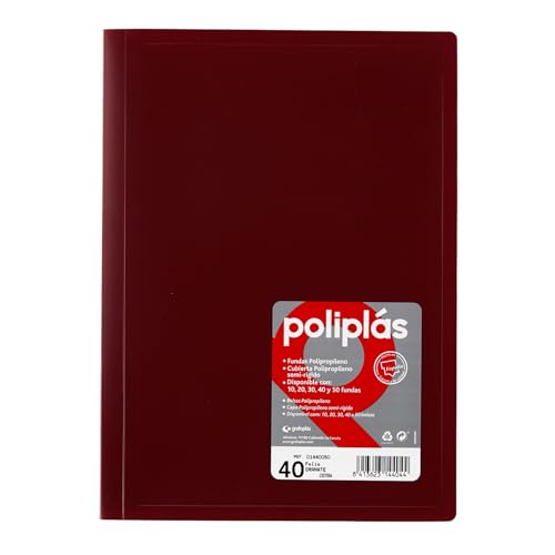 Grafoplas 1440050 – Mappe mit 40 Hüllen, Foolscap, Einband PP, bordeaux von Grafoplás