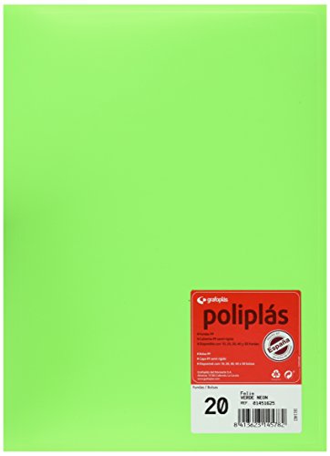 Grafoplas 1451625 – Mappe mit 20 Hüllen, Foolscap, Einband PP, grün neon von Grafoplas