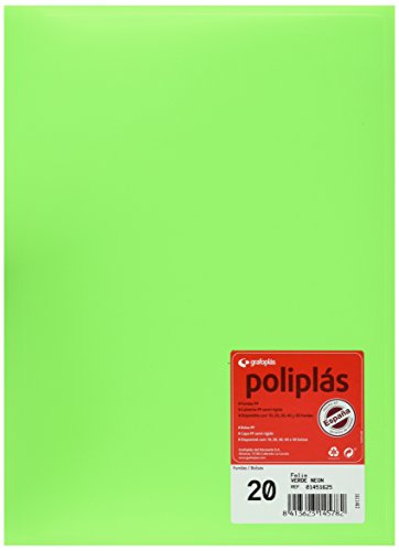 Grafoplas 1451625 – Mappe mit 20 Hüllen, Foolscap, Einband PP, grün neon von Grafoplas