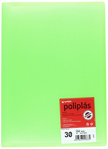Grafoplas 1471625 – Mappe mit 30 Hüllen, Foolscap, Einband PP, grün neon von Grafoplás