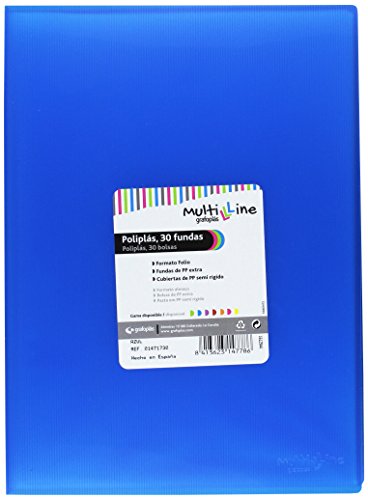 Grafoplas 1471730 – Mappe mit 30 Hüllen, Foolscap, Hardcover, PP, blau von Grafoplás