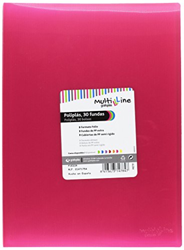 Grafoplas 1471754 – Mappe mit 30 Hüllen, Foolscap, Einband PP, Fuchsia von Grafoplás