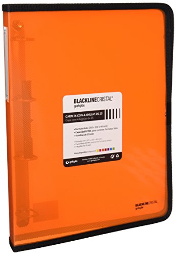 Grafoplas 30120552 Ringbuch Orange A4+, Polypropylen, 4 Ringe à 25 mm, Serie Blackline Grafoplas 30120552 Ringbuch Orange A4+, Polypropylen, 4 Ringe à 25 mm, Serie Blackline von Grafoplás