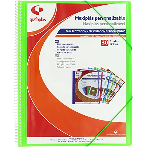 Grafoplás 39843021 Maxi-Plastikmappe mit Spiralbindung, 30 transparente Hüllen, Grün, 30,8 x 24 x 14 Grafoplás 39843021 Maxi-Plastikmappe mit Spiralbindung, 30 transparente Hüllen, Grün, 30,8 x 24 x 14 von Grafoplás