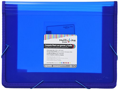 Grafoplas 4802030 wirtschaftliche Sammelmappe mit Gummizug und hoher Kapazität durch Blasebalg, Blau, A4 + von Grafoplás