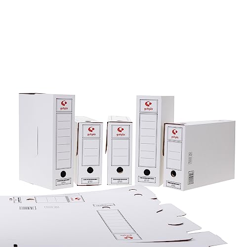 Grafoplás 70905700 Packung mit 50 Archivboxen aus Karton, Format Folio, 2 Fronten für vertikale und horizontale Archive, FSC-zertifiziert, 36 x 25,3 x 10 cm von Grafoplás