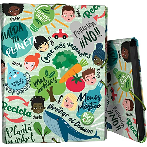 Grafoplás 82402648. Schulmappe aus Gummi und Klappen, gefütterter Karton, harter Deckel, Foliengröße, Kollektion Revolution, Grün, FSC zertifiziert Grafoplás 82402648. Schulmappe aus Gummi und Klappen, gefütterter Karton, harter Deckel, Foliengröße, Kollektion Revolution, Grün, FSC zertifiziert von Grafoplás