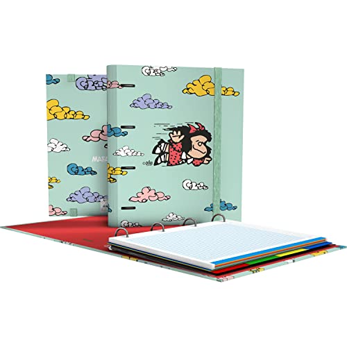 Grafoplás 88102658. Ringbuch, A4, kariert, 5 x 5, Trennblätter, transparent, gebogen, Rücken, Carpebook, Mafalda-Kollektion, fliegende Kollektion Grafoplás 88102658. Ringbuch, A4, kariert, 5 x 5, Trennblätter, transparent, gebogen, Rücken, Carpebook, Mafalda-Kollektion, fliegende Kollektion von Grafoplás