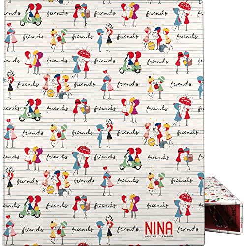 Grafoplás 88142614 Kollektion Nina and Other Little Things Ringbuch mit 4 Ringen, 25 mm, Modell Friends, A4 von Grafoplás