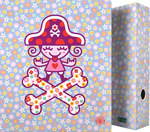 Grafoplás 88171950 Katuki Saguyaki Ringbuch mit 4 Ringen, 40 mm, Modell Pirate Heart, A4 von Grafoplás