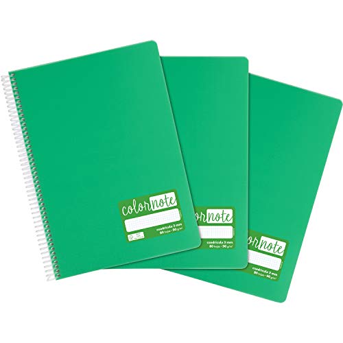 Grafoplás 98527520 Notizheft, 3 mm, A4, Einband aus Polypropylen, 80 Blatt, 90 Gramm, grün, Serie ColorNote von Grafoplás