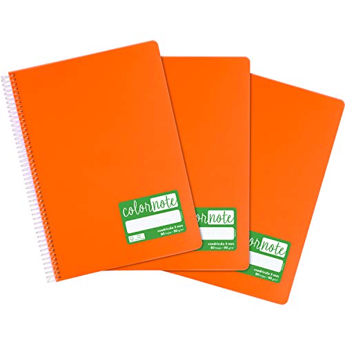 Grafoplás 98527552 Notizblock, 3 mm, A4, Einband aus Polypropylen, 80 Blatt, 90 g/m², Orange, Serie ColorNote von Grafoplás