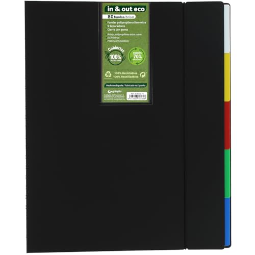 Grafoplás | A4 In&Out ECO Ordner mit herausnehmbaren Hüllen | 80 extra recycelte Hüllen 70% | 100% recycelter fester Einband | schneller und praktischer Wechsel der Hüllen | enthält 5 Trennblätter von Grafoplás
