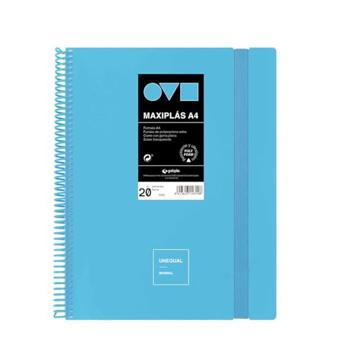 Grafoplas | A4-Ordner aus Kunststoff | 20 transparente Einlagen | starre Polyfoam-Einband | robust und ultraleicht | Pastellblau | Spirale PVC | Minimal | Schulmaterial Grafoplas | A4-Ordner aus Kunststoff | 20 transparente Einlagen | starre Polyfoam-Einband | robust und ultraleicht | Pastellblau | Spirale PVC | Minimal | Schulmaterial von Grafoplás