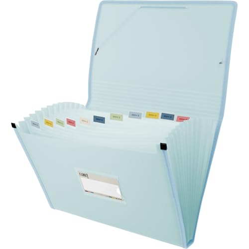 Grafoplas Akkordeon-Akkordeon-Ordner, Folio-Größe, Hellblau, 13 Positionen, halbhart, blickdicht, mit Sichtfenster, perfekter Ordner für Schuldokumente und Büro von Grafoplás