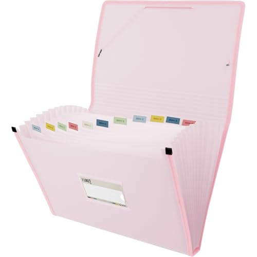 Grafoplas - Fächermappe, Folio-Format, Soft Pink, 13 Positionen, halbhart, blickdicht, mit Sichtfenster, perfekter Aktenordner für Schul- und Bürodokumente von Grafoplás