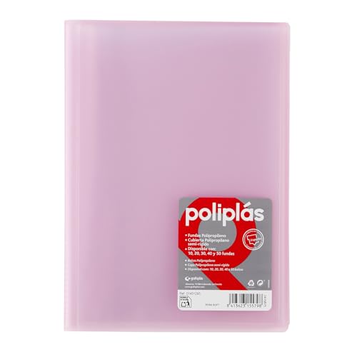 Grafoplas I Mappe mit Kunststoffhüllen I 20 transparente Hüllen I Größe DIN A4 Soft Pink I Serie Polyplas Durchscheinend I Hergestellt in Spanien I Große Kapazität von Grafoplás