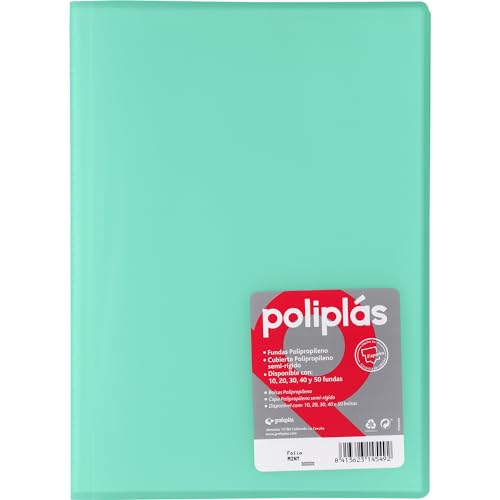Grafoplas I Ordner mit Kunststoffhüllen I 10 transparente Hüllen I Folio Pastellgrün I Serie Polyplas durchscheinend I Hergestellt in Spanien I große Kapazität Grafoplas I Ordner mit Kunststoffhüllen I 10 transparente Hüllen I Folio Pastellgrün I Serie Polyplas durchscheinend I Hergestellt in Spanien I große Kapazität von Grafoplás