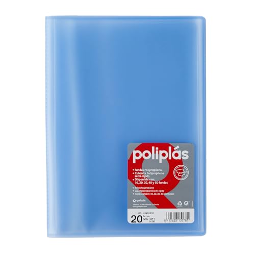 Grafoplas I Ordner mit Plastikhüllen I 20 transparente Hüllen I Größe Folio Blau Soft I Serie Poliplas durchscheinend I Hergestellt in Spanien I große Kapazität Grafoplas I Ordner mit Plastikhüllen I 20 transparente Hüllen I Größe Folio Blau Soft I Serie Poliplas durchscheinend I Hergestellt in Spanien I große Kapazität von Grafoplás