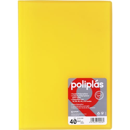 Grafoplas I Ordner mit Plastikhüllen I 40 transparente Hüllen I Größe Folio Gelb Soft I Serie Polyplas durchscheinend I Hergestellt in Spanien I große Kapazität Grafoplas I Ordner mit Plastikhüllen I 40 transparente Hüllen I Größe Folio Gelb Soft I Serie Polyplas durchscheinend I Hergestellt in Spanien I große Kapazität von Grafoplás