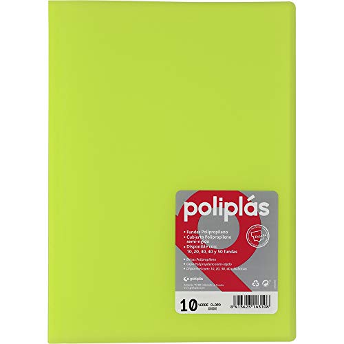 Grafoplas – Mappe mit 10 Hüllen, A4, Hardcover, PP A4 hellgrün von Grafoplás
