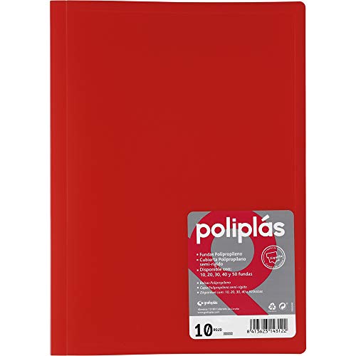 Grafoplas – Mappe mit 10 Hüllen, A4, Hardcover, PP A4 rot von Grafoplas