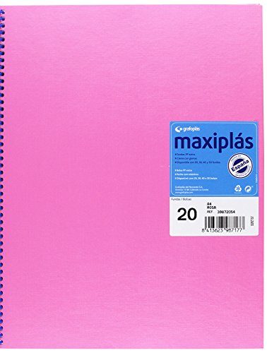 Grafoplas 39872054 Mappe mit 20 Hüllen, A4, gefüttert, Fuchsia von Grafoplás