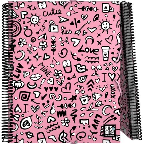 Grafoplas - Mappe mit 30 transparenten Hüllen, A4, Spiralbindung, PVC, flexibler Einband, Kollektion Design Bits&Bobs Pop Up Design I Love You, Maxiplas, perfekt für die Organisation Ihrer Schulsachen von Grafoplás