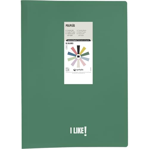 Grafoplas - Mappe mit transparenten Polyplas-Hüllen, dunkelgrün, 40 zusätzliche Polypropylenhüllen, Foliogröße, flexibler Einband, perfektes Schul- und Büromaterial von Grafoplás