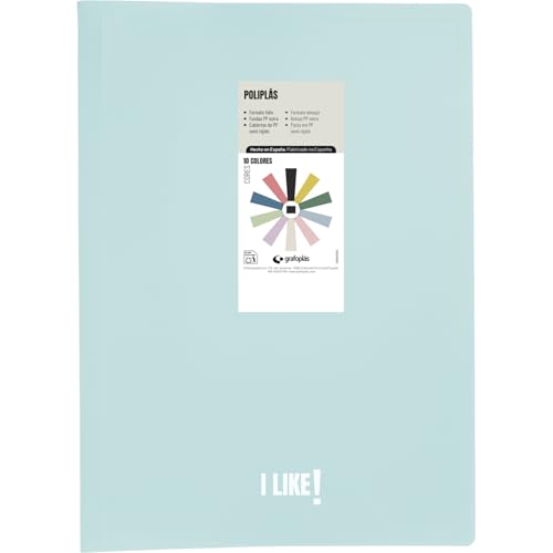 Grafoplas - Ordner aus Kunststoff, 50 transparente Hüllen aus extra Polypropylen, Foliengröße, Hellblau, flexibler Deckel, perfektes Schul- und Büromaterial Grafoplas - Ordner aus Kunststoff, 50 transparente Hüllen aus extra Polypropylen, Foliengröße, Hellblau, flexibler Deckel, perfektes Schul- und Büromaterial von Grafoplás