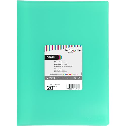 Grafoplás | Ordner aus Kunststoff | 20 transparente Hüllen | Foliogröße | Minzgrün | flexibler Einband | Polykunststoff | perfektes Schul- und Büromaterial Grafoplás | Ordner aus Kunststoff | 20 transparente Hüllen | Foliogröße | Minzgrün | flexibler Einband | Polykunststoff | perfektes Schul- und Büromaterial von Grafoplás
