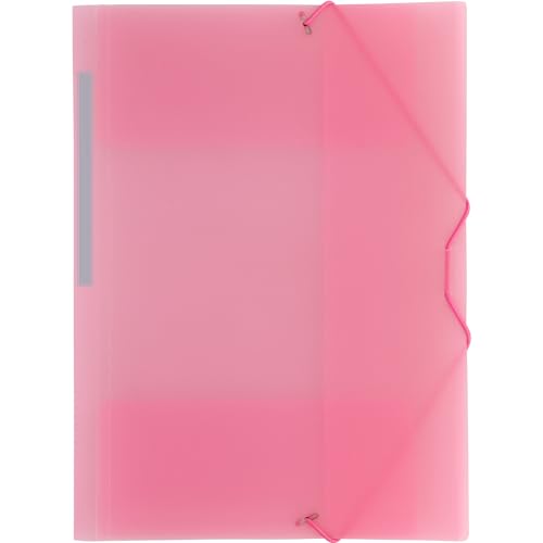 Grafoplás Ordner mit 3 Klappen, Folio-Größe, weiches Pastellrosa, halbstarres Polypropylen, lichtdurchlässig, Colorgraf, gerader Rücken mit Etikett, Gummibandverschluss, perfekte Dokumentenmappe von Grafoplás