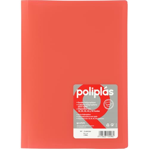 Grafoplas - Ordner mit transparenten Hüllen, Größe Folio, Koralle, 30 Einlagen aus Polypropylen, blickdicht, hergestellt in Spanien, flexibler Deckel, perfekt für die Archivierung von Dokumenten Grafoplas - Ordner mit transparenten Hüllen, Größe Folio, Koralle, 30 Einlagen aus Polypropylen, blickdicht, hergestellt in Spanien, flexibler Deckel, perfekt für die Archivierung von Dokumenten von Grafoplás