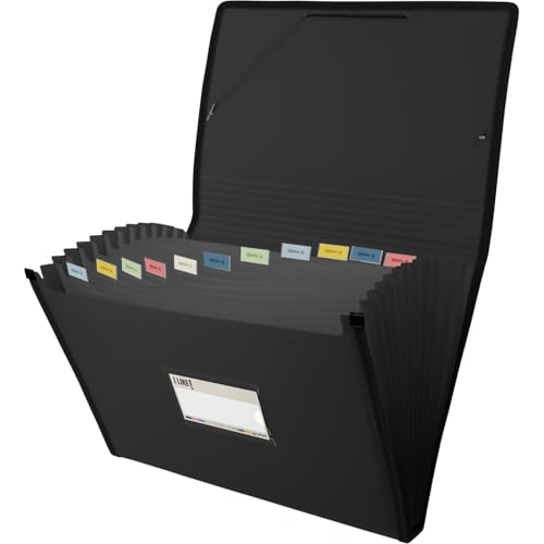 Grafoplas - Ordnungsmappe Like, Foliogröße, Schwarz, 13 Positionen, halbhart, blickdicht, mit Sichtfenster, perfekter Aktenordner für Schul- und Bürodokumente Grafoplas - Ordnungsmappe Like, Foliogröße, Schwarz, 13 Positionen, halbhart, blickdicht, mit Sichtfenster, perfekter Aktenordner für Schul- und Bürodokumente von Grafoplás