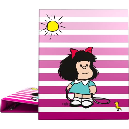 Grafoplás Ringbuch A4 | Mafalda Birdie | 4 gemischte Ringe 25 mm | weich im Griff | FSC-zertifiziert | Hardcover | perfektes Schulmaterial von Grafoplás