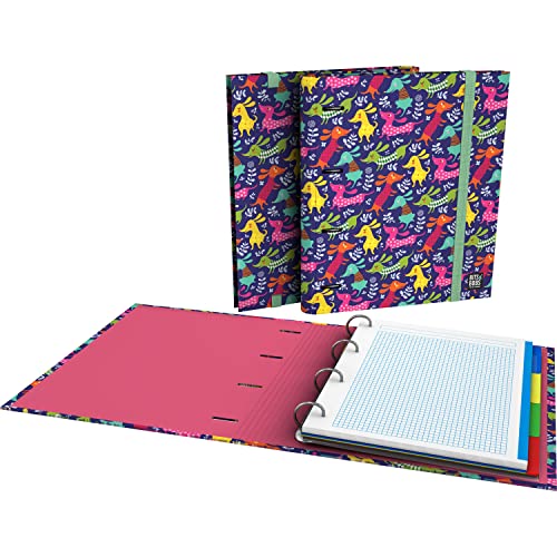 Grafoplás Ringbuch mit 4 Ringen mit A4-Nachfüllung, enthält 100 karierte Blätter 5 x 5, Trennblätter, transparente Umschläge, Bits&Bobs Pop Up Design, Dogs Party, Ordner | FSC Grafoplás Ringbuch mit 4 Ringen mit A4-Nachfüllung, enthält 100 karierte Blätter 5 x 5, Trennblätter, transparente Umschläge, Bits&Bobs Pop Up Design, Dogs Party, Ordner | FSC von Grafoplás